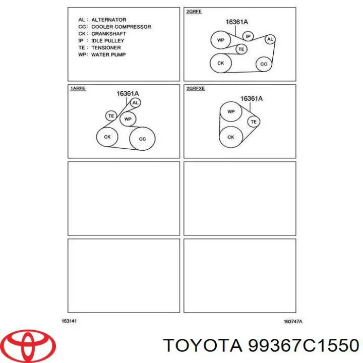 Pas napędowy mechanizmów Toyota 99367C1550 cena, od 19,29 USD