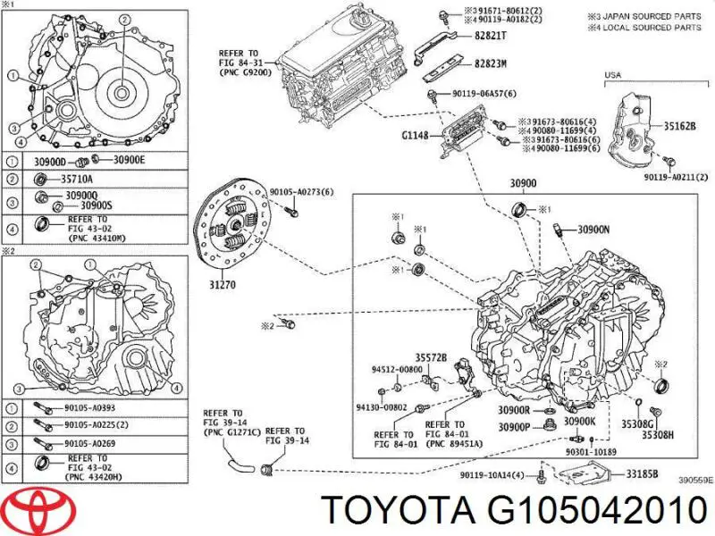 G105042010 Toyota Silnik zespołu (elektryczny)
