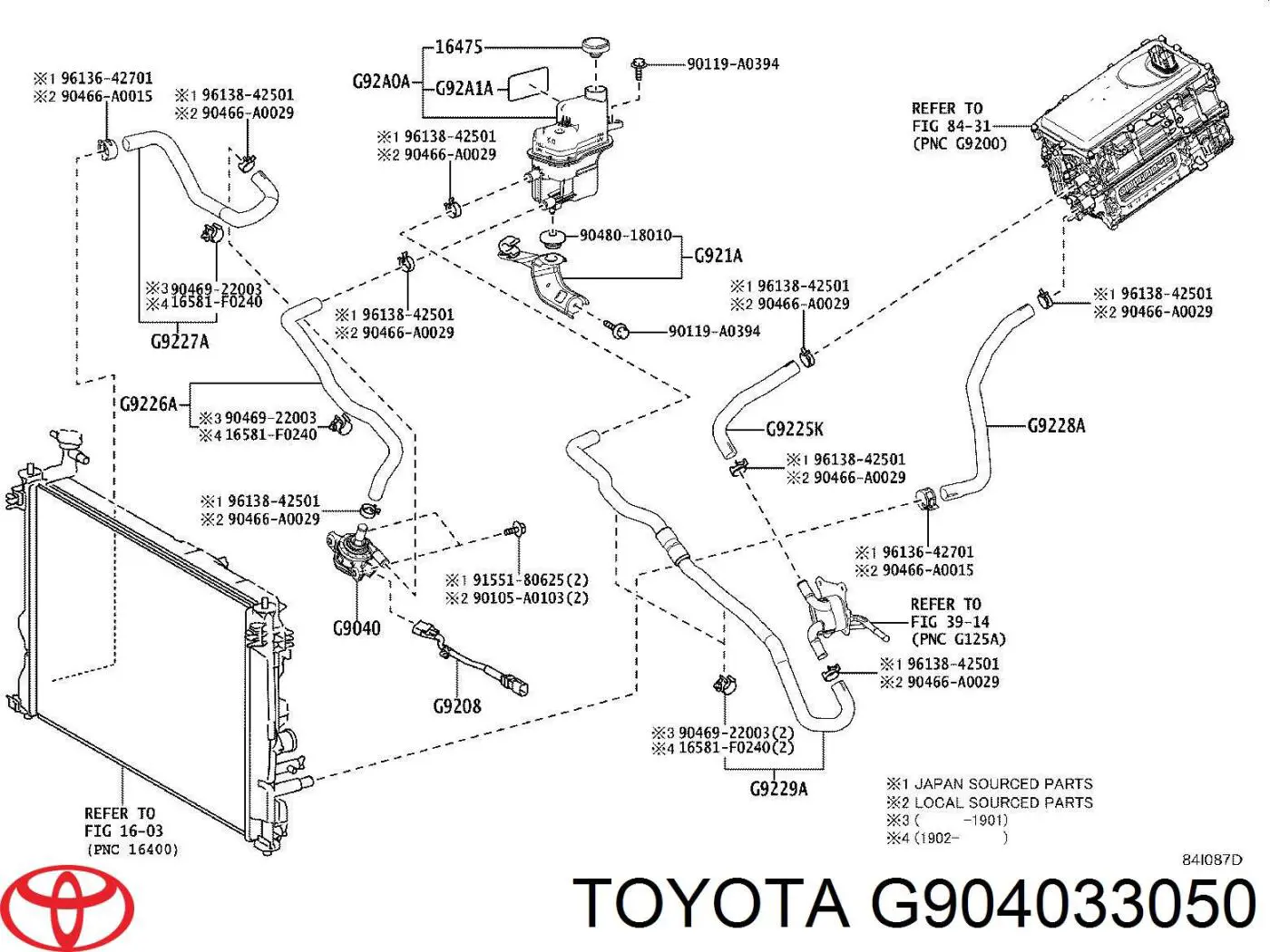 G904033050 Toyota Pompa chłodzenia wodą, dodatkowa elektryczna