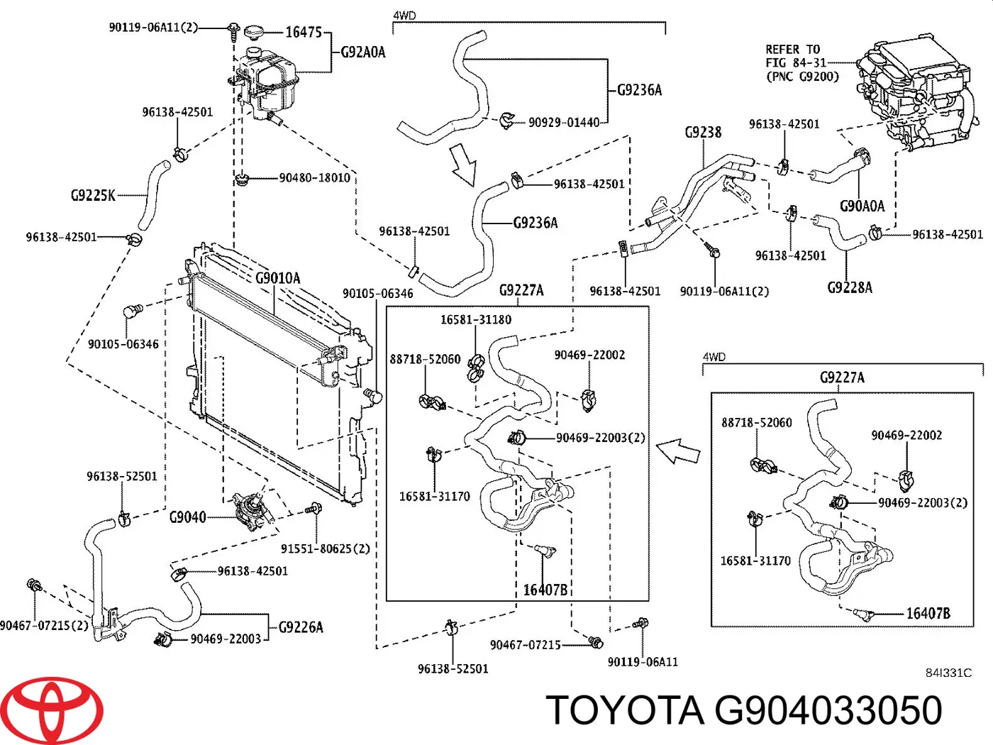 Do koszyka G904033050 Toyota Pompa chłodzenia wodą, dodatkowa elektryczna