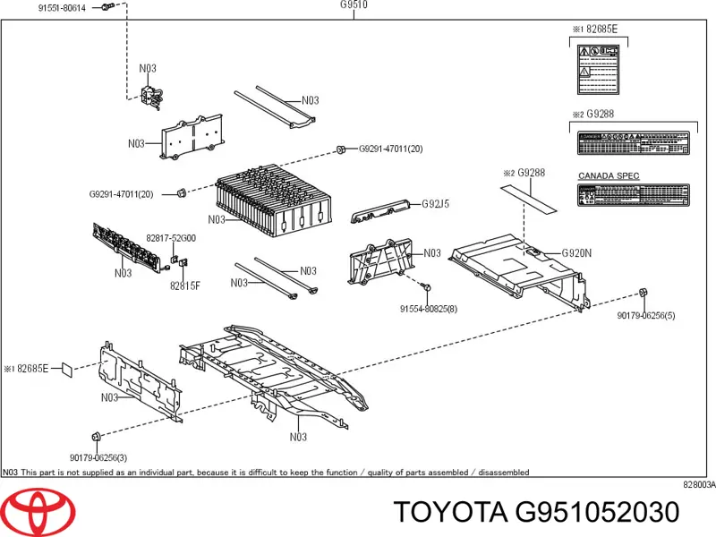 G951052031 Toyota Akumulatorowy moduł samochodu elektrycznego