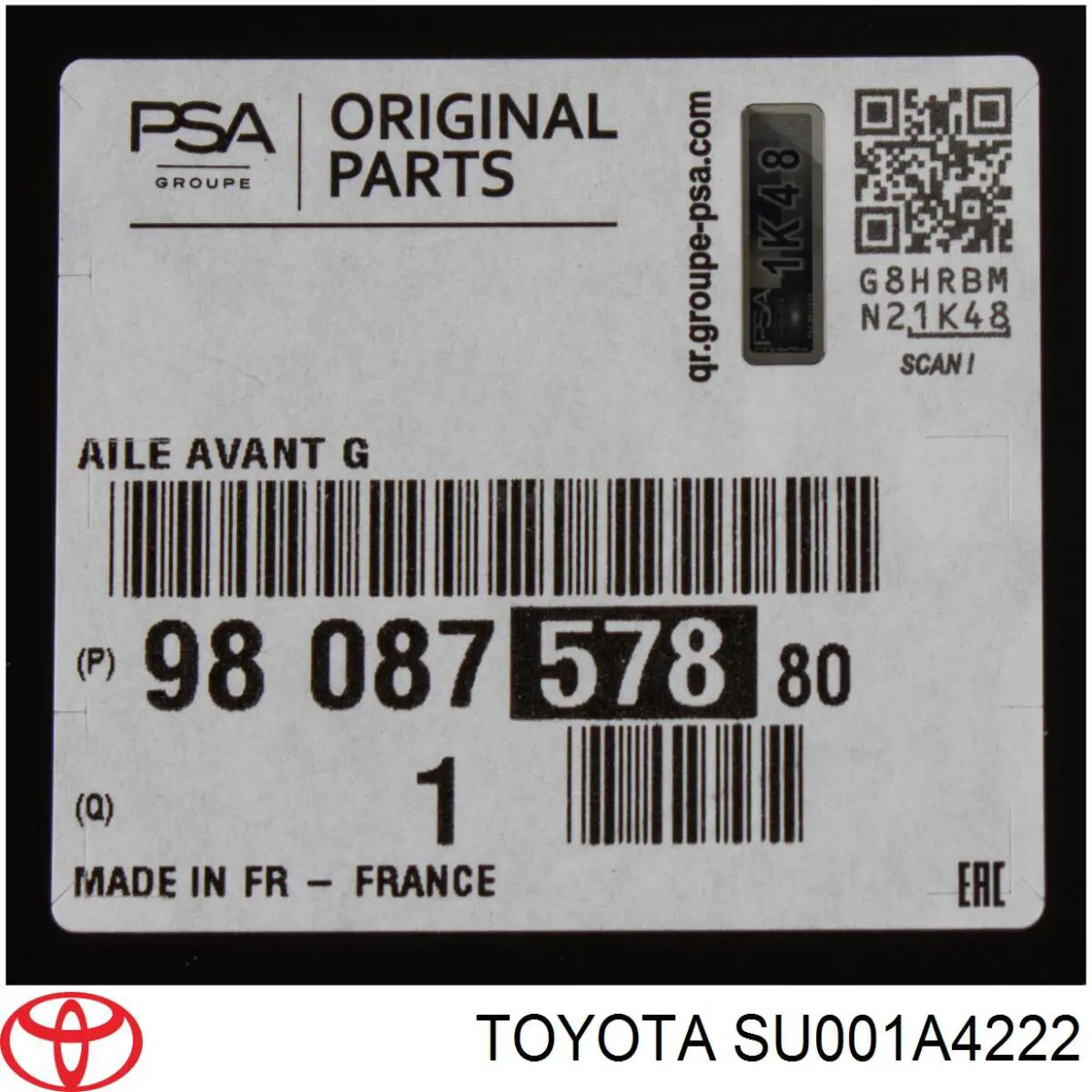 SU001A4222 Toyota Błotnik przedni lewy