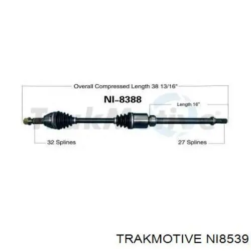 Półoś napędowa przednia prawa Nissan Maxima sedana (A36) (2015 - 2026) cena, od 526,54 USD