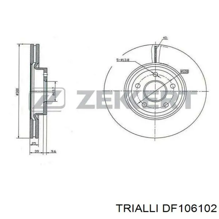 Do koszyka DF106102 Trialli Tarcza hamulcowa przednia