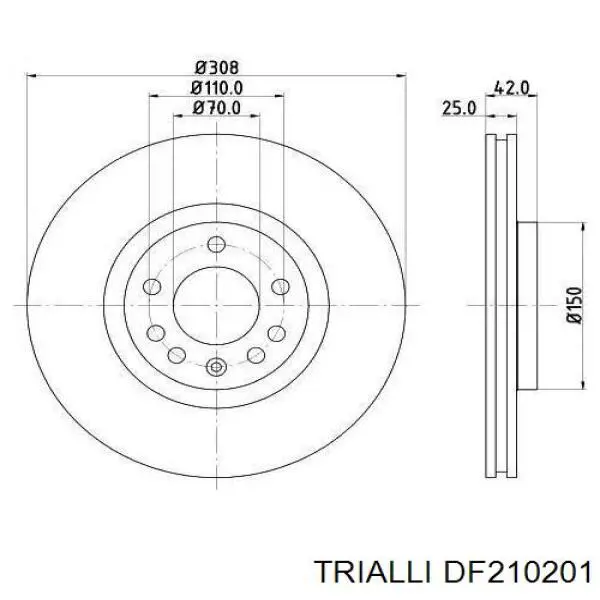 DF210201 Trialli tarcza hamulcowa przednia