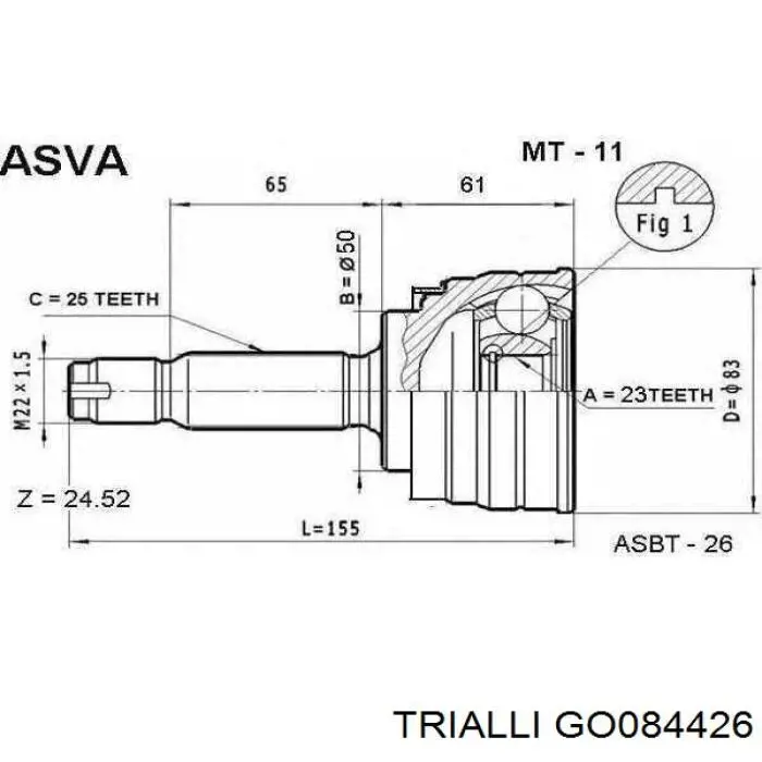 GO084426 Trialli przegub homokinetyczny zewnętrzny prawy przedni