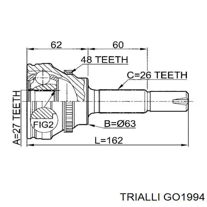 GO1994 Trialli przegub homokinetyczny przedni zewnętrzny