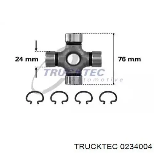 Do koszyka 0234004 Trucktec Krzyżak wału Cardana tylnego