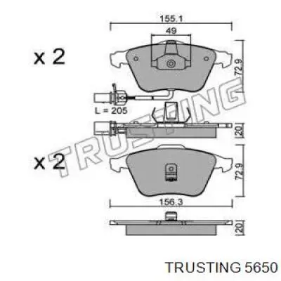 Klocki hamulcowe przednie tarczowe Trusting 5650 cena, od 29,99 USD