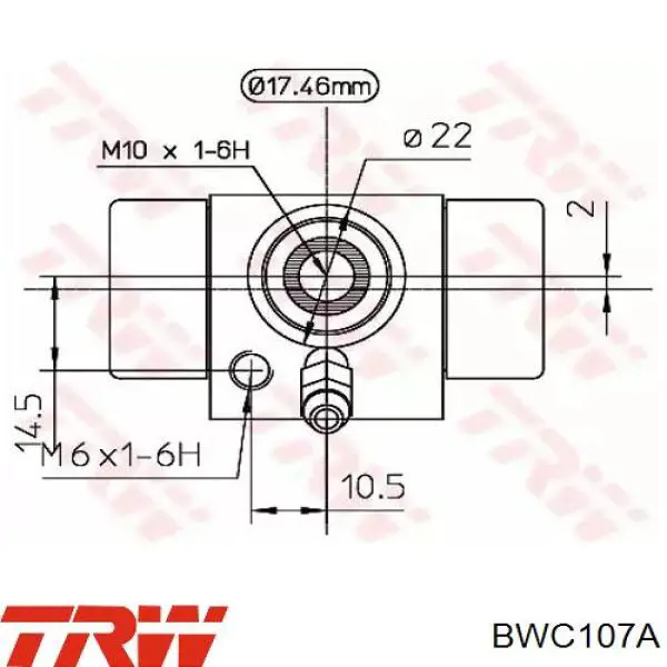 Cylinder hamulcowy roboczy tylny TRW BWC107A cena, od 12,13 USD
