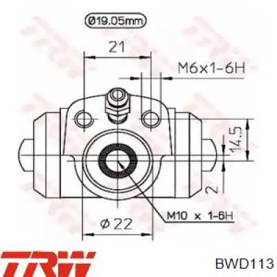 Do koszyka BWD113 TRW Cylinder hamulcowy roboczy tylny