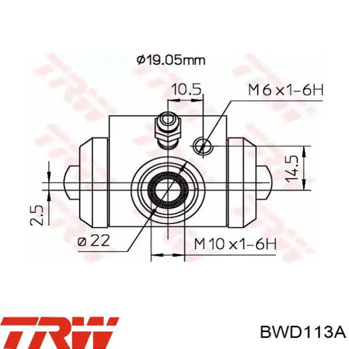Cylinder hamulcowy roboczy tylny TRW BWD113A cena, od 15,24 USD