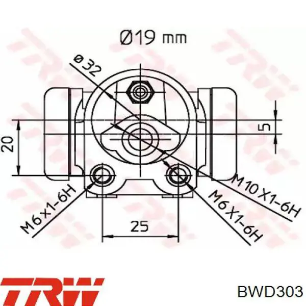 Do koszyka BWD303 TRW Cylinder hamulcowy roboczy tylny