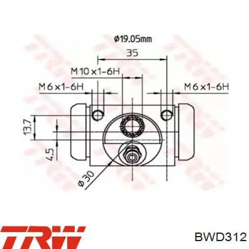 Do koszyka BWD312 TRW Cylinder hamulcowy roboczy tylny
