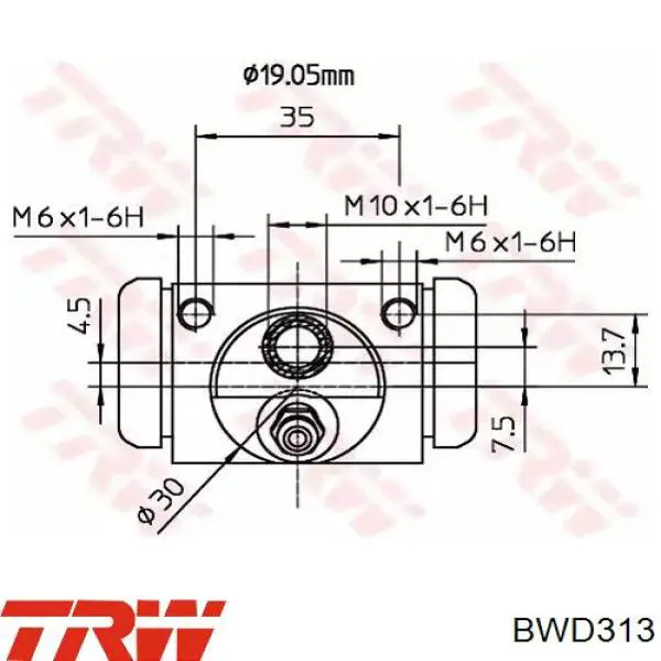 Do koszyka BWD313 TRW Cylinder hamulcowy roboczy tylny