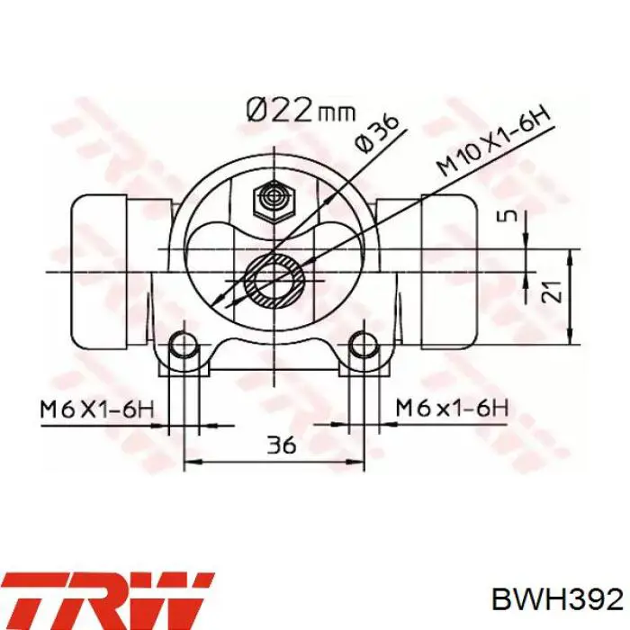 Do koszyka BWH392 TRW Cylinder hamulcowy roboczy tylny