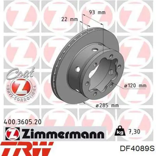 Do koszyka DF4089S TRW Tarcza hamulcowa tylna