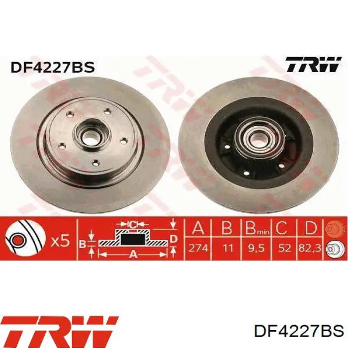 Tarcza hamulcowa tylna TRW DF4227BS cena, od 47,86 USD