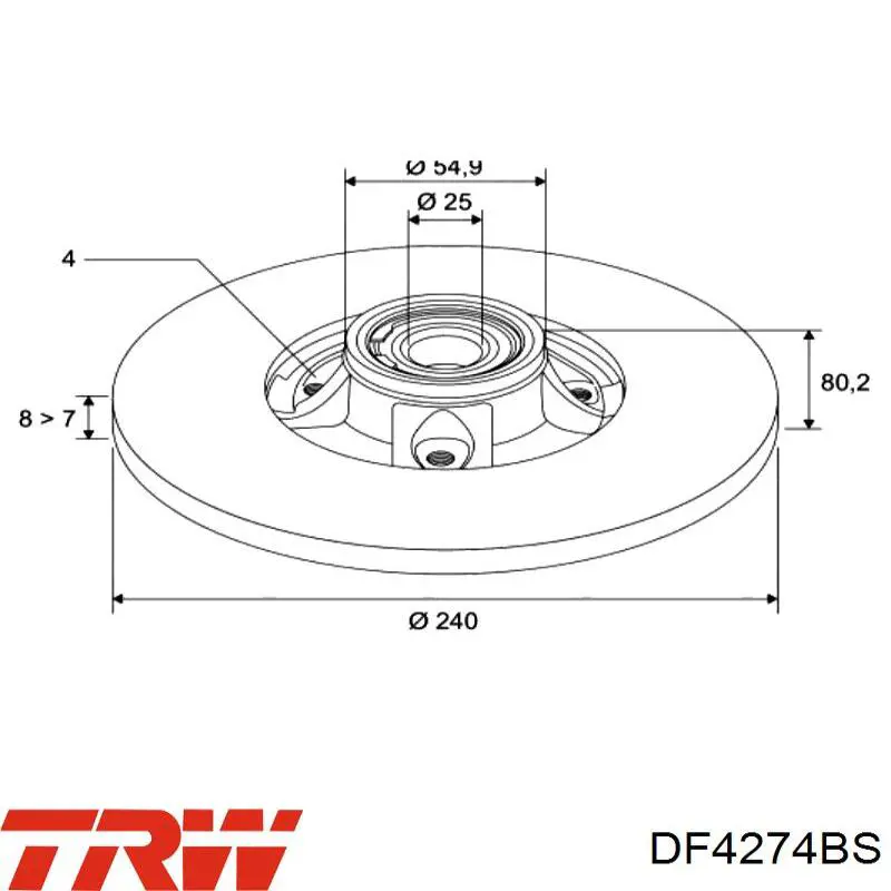 Do koszyka DF4274BS TRW Tarcza hamulcowa tylna