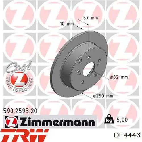 Do koszyka DF4446 TRW Tarcza hamulcowa tylna