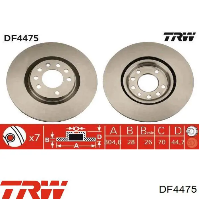 Do koszyka DF4475 TRW Tarcza hamulcowa przednia