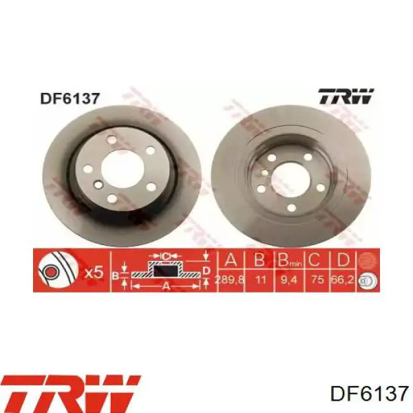 Tarcza hamulcowa tylna TRW DF6137 cena, od 45,42 USD