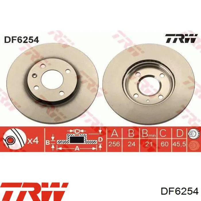 Tarcza hamulcowa przednia TRW DF6254 cena, od 50,44 USD