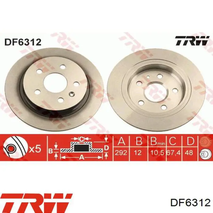 Tarcza hamulcowa tylna TRW DF6312 cena, od 47,15 USD