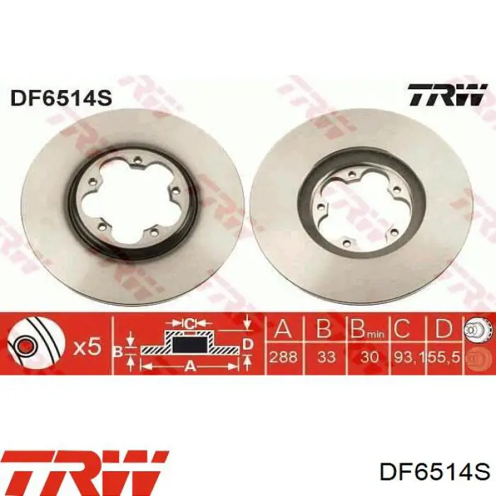 Tarcza hamulcowa przednia TRW DF6514S cena, od 74,21 USD