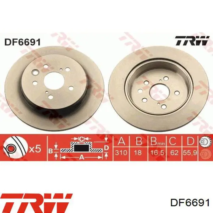 Tarcza hamulcowa tylna TRW DF6691 cena, od 63,43 USD