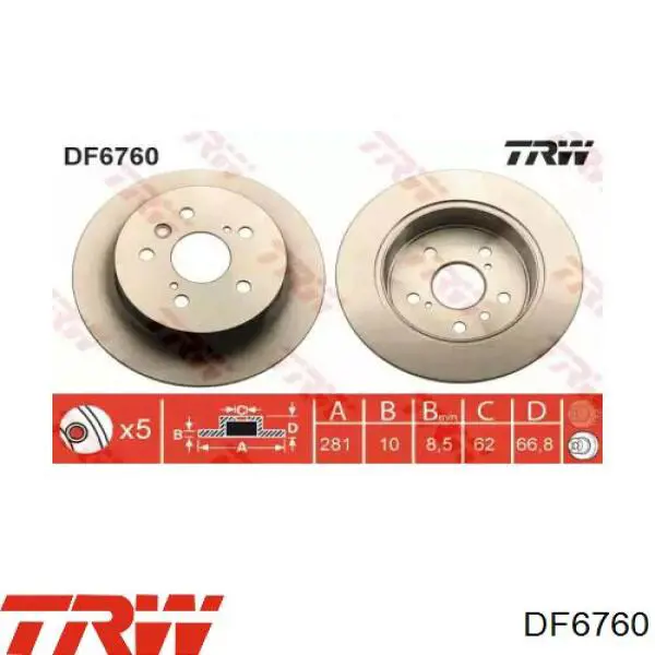 Tarcza hamulcowa tylna TRW DF6760 cena, od 50,14 USD