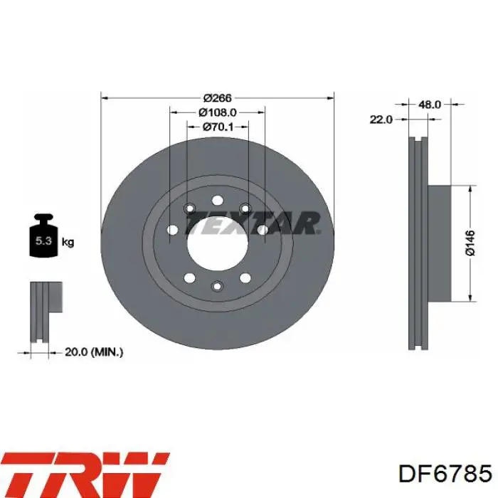 Tarcza hamulcowa przednia TRW DF6785 cena, od 50,82 USD