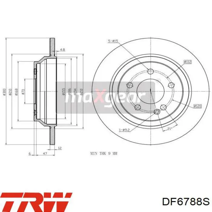 Do koszyka DF6788S TRW Tarcza hamulcowa tylna