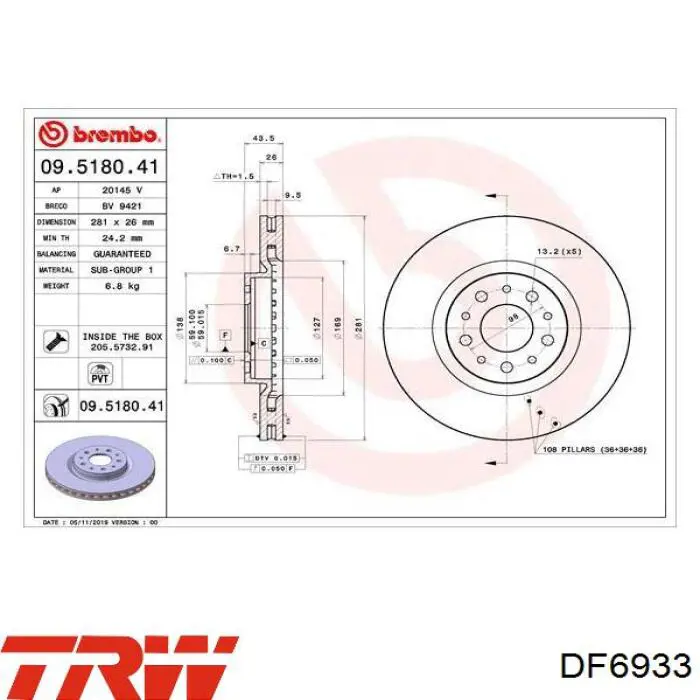 0986479G82 Bosch Tarcza hamulcowa przednia
