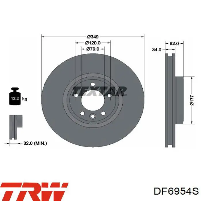 DF6954S TRW Tarcza hamulcowa przednia