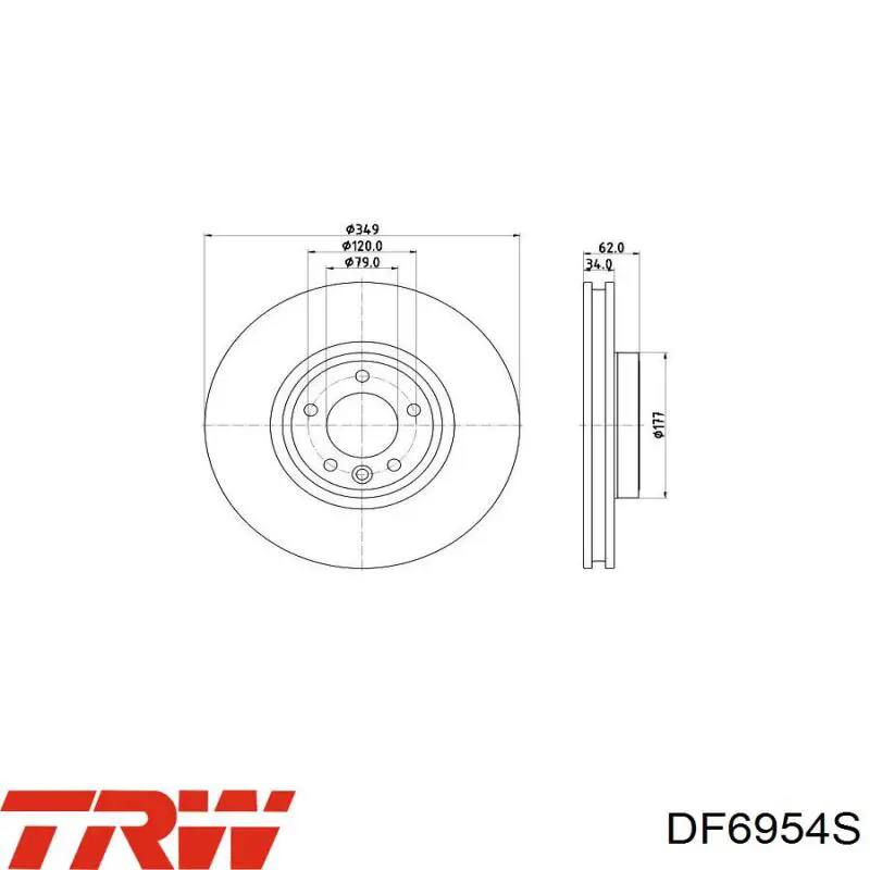 Tarcza hamulcowa przednia TRW DF6954S cena, od 133,53 USD