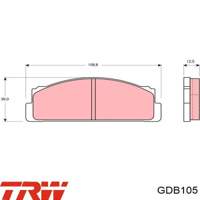 Do koszyka GDB105 TRW Klocki hamulcowe przednie tarczowe