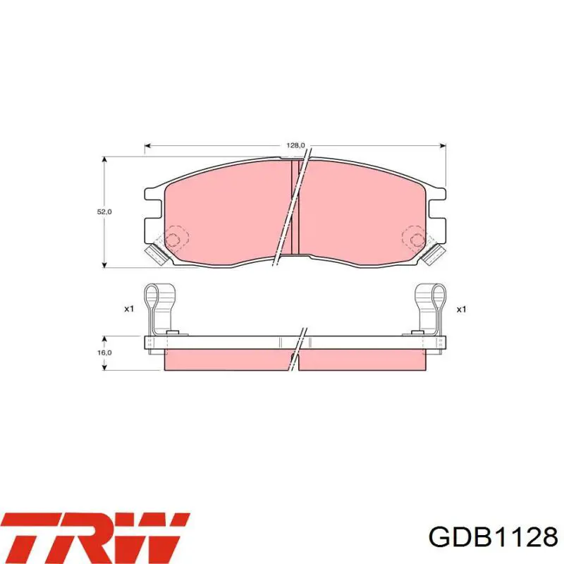 Do koszyka GDB1128 TRW Klocki hamulcowe przednie tarczowe