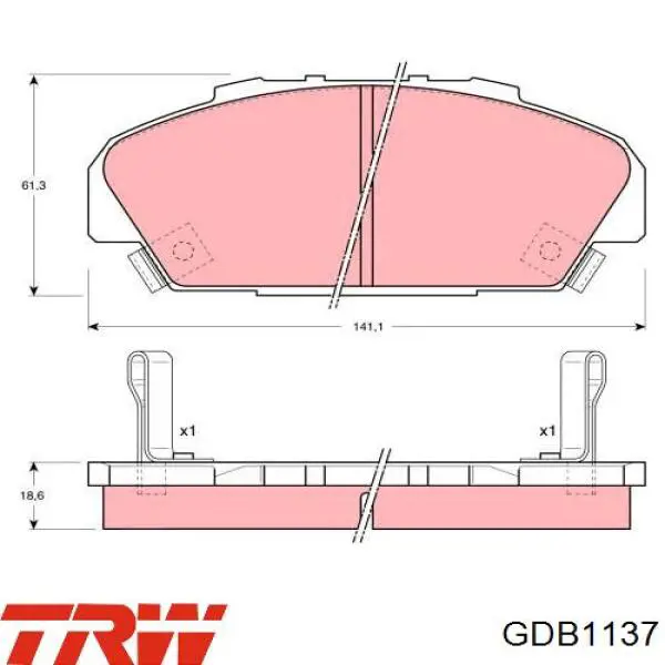 Do koszyka GDB1137 TRW Klocki hamulcowe przednie tarczowe