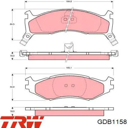 Klocki hamulcowe przednie tarczowe TRW GDB1158 cena, od 40,74 USD