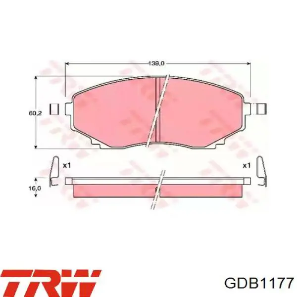Klocki hamulcowe przednie tarczowe TRW GDB1177 cena, od 39,26 USD