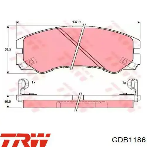 Klocki hamulcowe przednie tarczowe TRW GDB1186 cena, od 27,06 USD