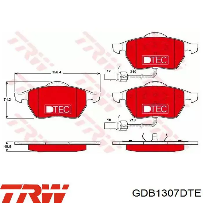 Klocki hamulcowe przednie tarczowe TRW GDB1307DTE cena, od 31,84 USD