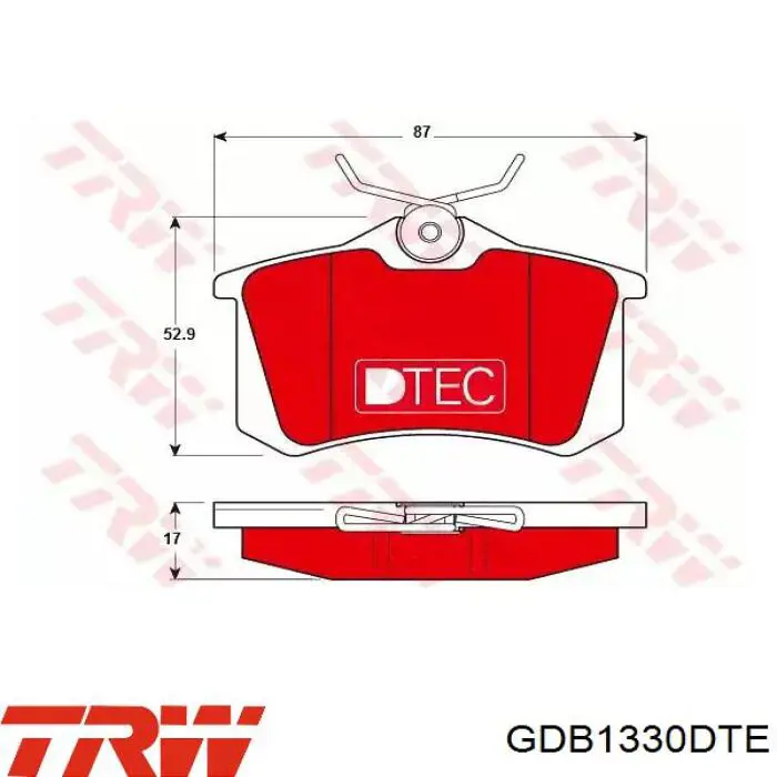 Okładziny (klocki) do hamulców tarczowych tylne TRW GDB1330DTE cena, od 7,66 USD