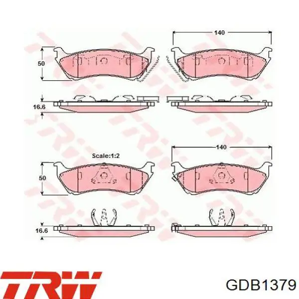 Okładziny (klocki) do hamulców tarczowych tylne TRW GDB1379 cena, od 35,89 USD