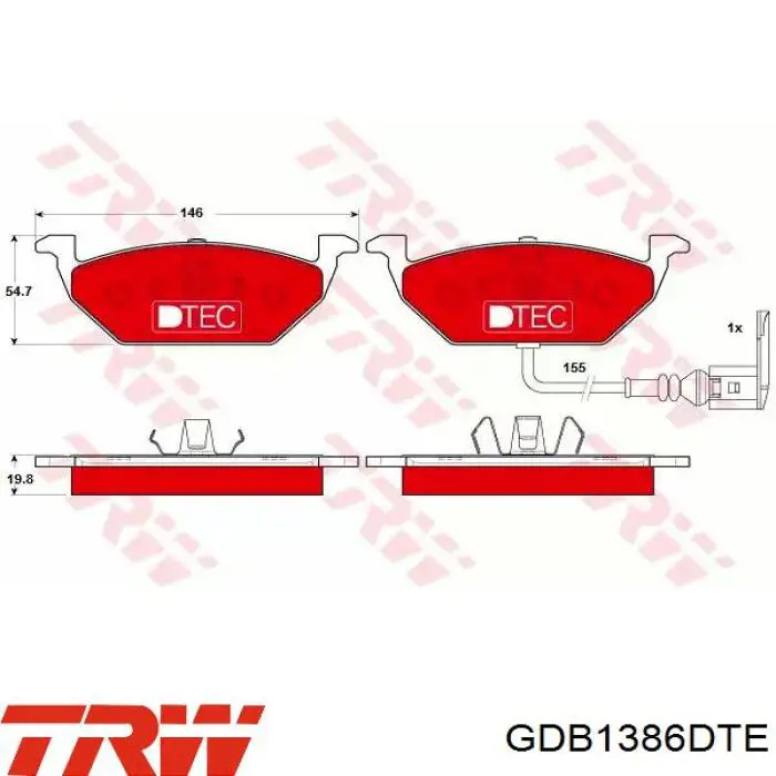 Klocki hamulcowe przednie tarczowe TRW GDB1386DTE cena, od 26,62 USD