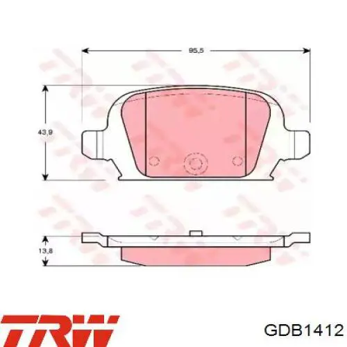 Okładziny (klocki) do hamulców tarczowych tylne TRW GDB1412 cena, od 26,28 USD