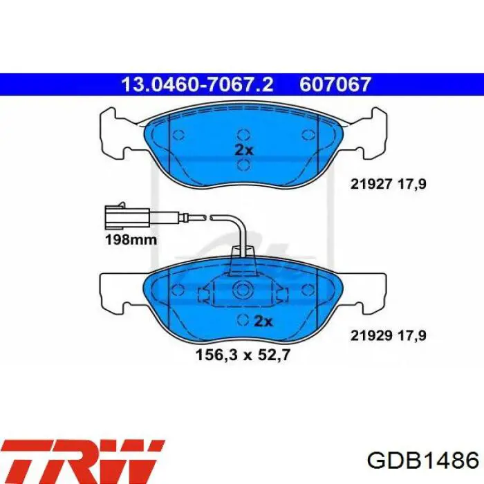 Klocki hamulcowe przednie tarczowe TRW GDB1486 cena, od 39,55 USD