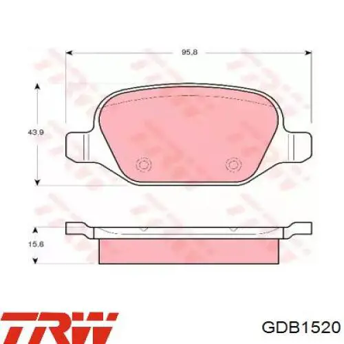 Okładziny (klocki) do hamulców tarczowych tylne TRW GDB1520 cena, od 21,44 USD