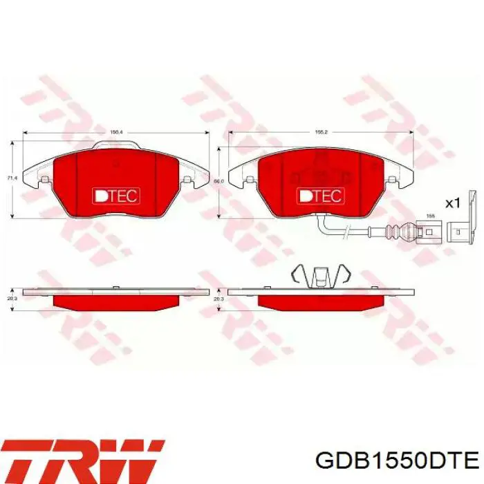 Klocki hamulcowe przednie tarczowe TRW GDB1550DTE cena, od 43,90 USD
